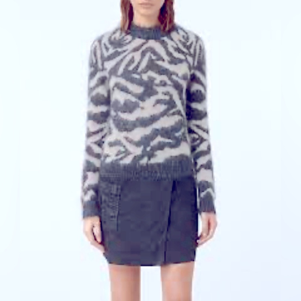 All Saints Gray and Cream Patterned Sweater